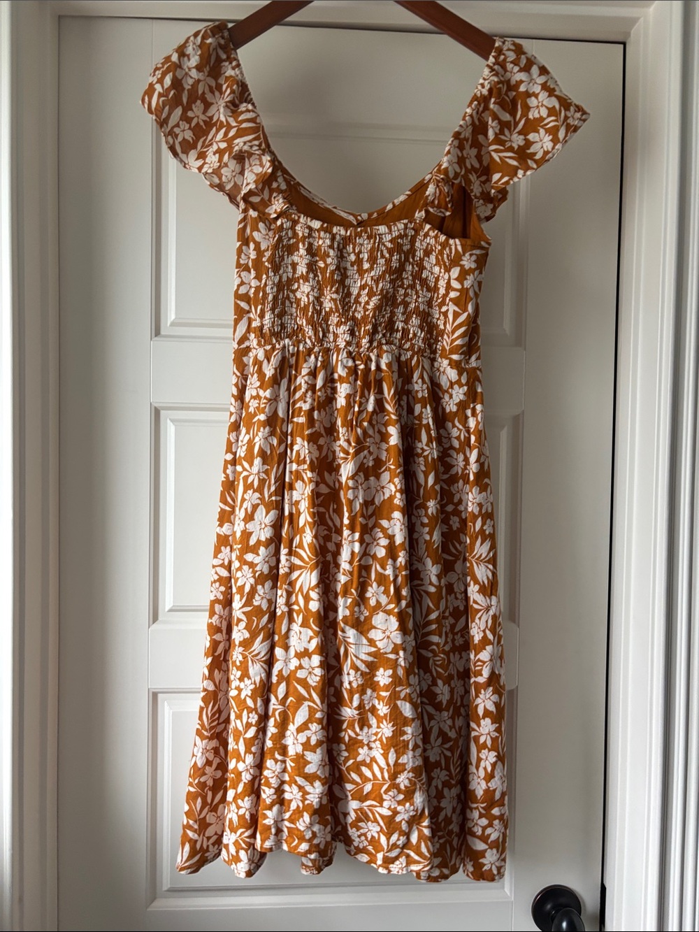 Floral Ruffle Off-Shoulder Dress in Mustard - Picture 4 of 6
